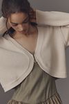 Thumbnail View 1: Flat White Livvy Waffle-Knit Hardware Shrug