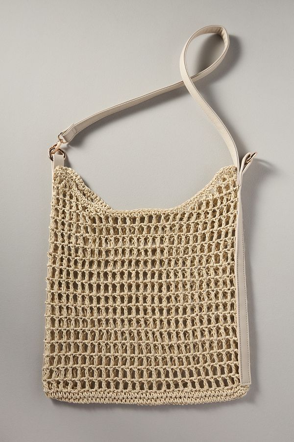 Slide View: 3: Mesh Raffia Shoulder Bag