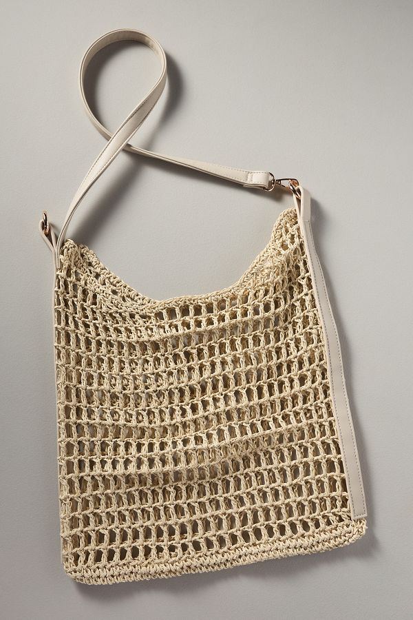 Slide View: 2: Mesh Raffia Shoulder Bag