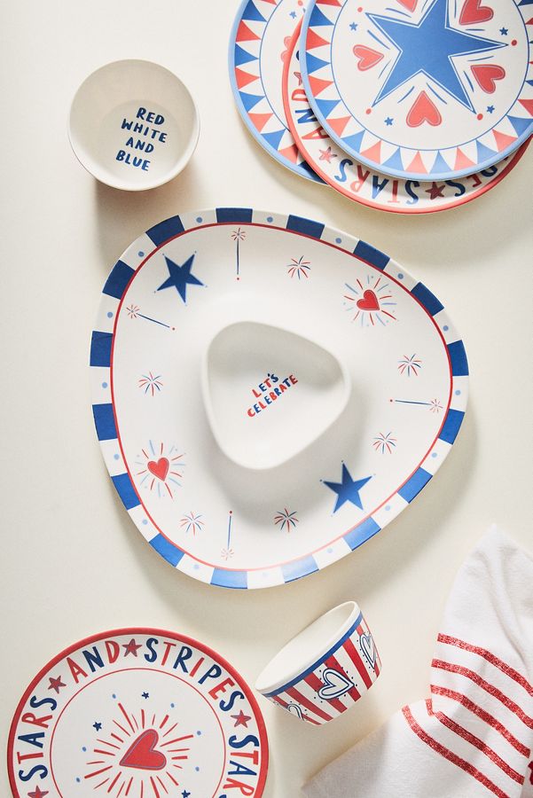 Slide View: 2: Nephthys Illustrated Stars & Stripes Melamine Nut Bowls, Set of 2