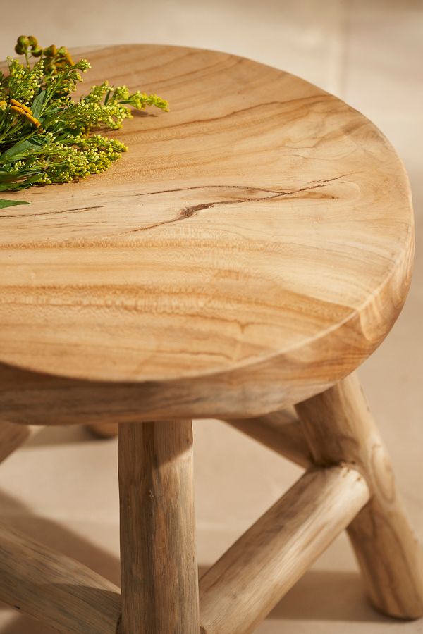 Slide View: 2: Round Teak Root Stool, Natural