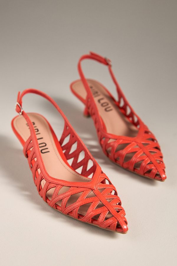 Slide View: 2: Bibi Lou Caged Slingback Kitten Heels