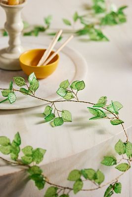 Beaded Green Leaves Garland