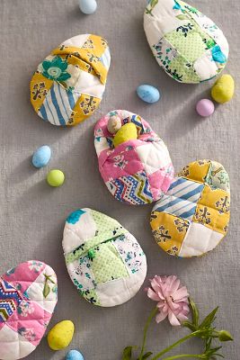 Fillable Quilted Easter Eggs, Set of 6