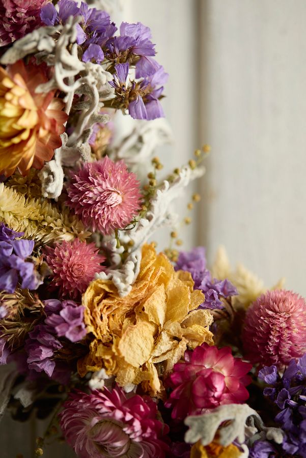 Slide View: 2: Fernwood Flower Farm Dried Wreath, Pastel