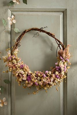 Fernwood Flower Farm Dried Wreath, Pink + Tan