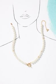 Slide View: 3: Pearl Charm Necklace