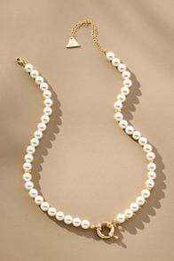 Slide View: 1: Pearl Charm Necklace