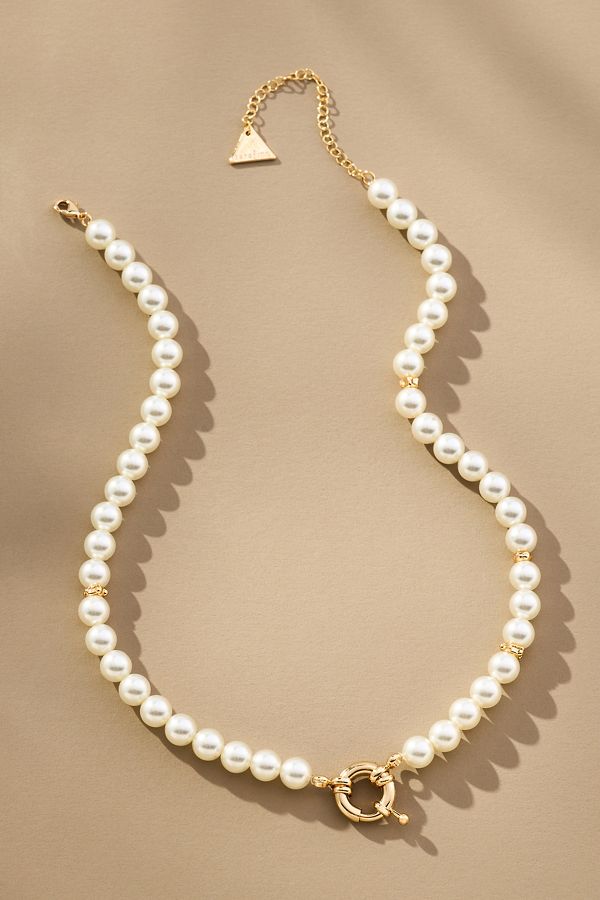 Slide View: 1: Pearl Charm Necklace