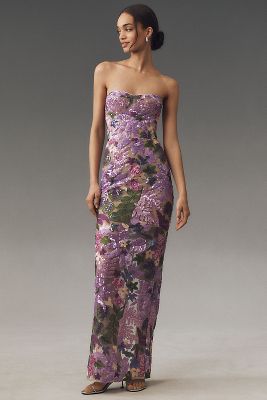 Bronx and Banco Strapless Sequin Dahlia Gown