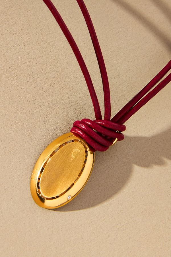 Slide View: 2: Hermina Athens Angel Oval Leather Cord Necklace