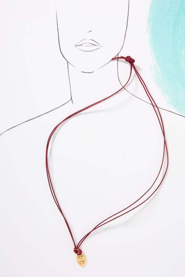 Slide View: 3: Hermina Athens Angel Oval Leather Cord Necklace