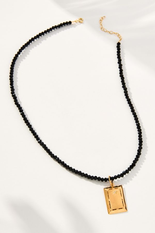 Slide View: 1: Hermina Athens Angel Rectangular Charm Necklace