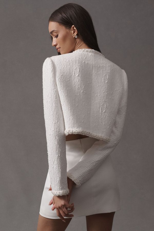 Slide View: 2: Liv Foster Mabel Open-Front Beaded Bouclé Jacket