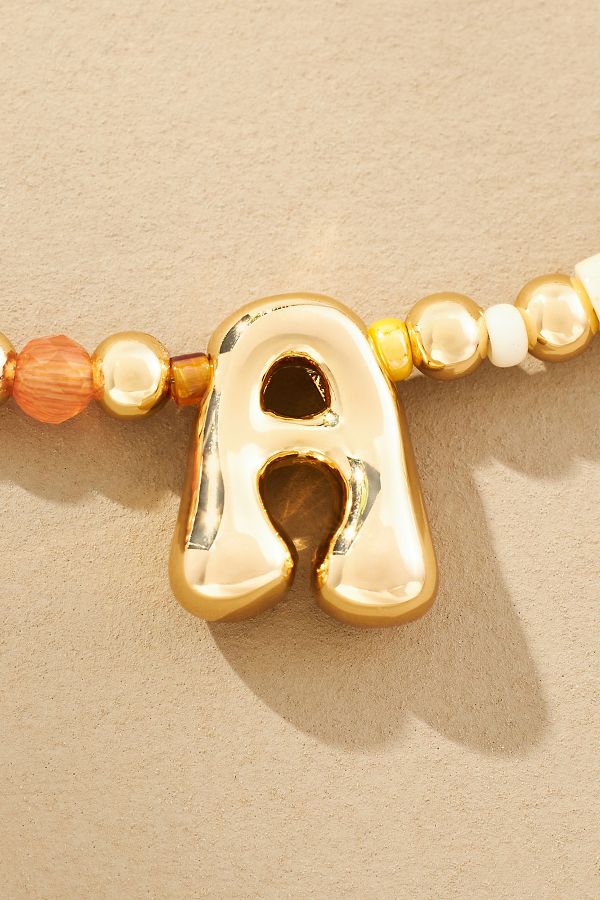 Slide View: 3: Beaded Bubble Letter Monogram Necklace