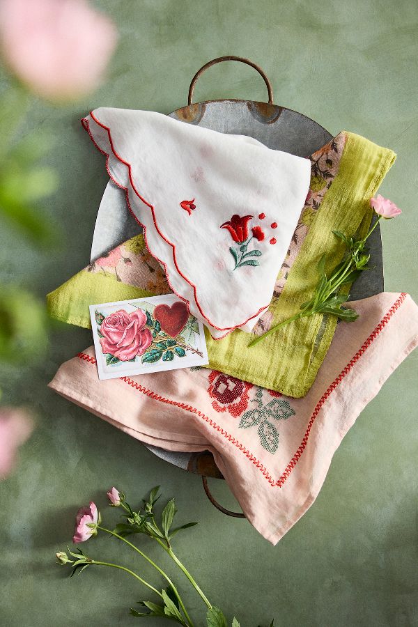 Slide View: 3: Embroidered Heart Cotton Bandana