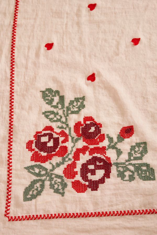 Slide View: 2: Embroidered Heart Cotton Bandana