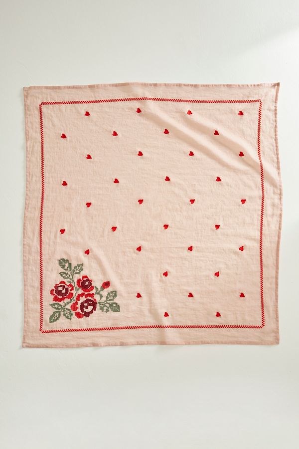 Slide View: 1: Embroidered Heart Cotton Bandana