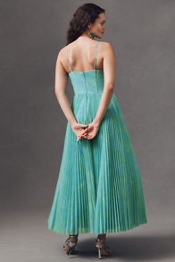 Slide View: 2: Hutch Amara Corset Pleated Tulle Fit & Flare Midi Dress