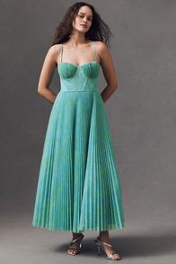 Slide View: 1: Hutch Amara Corset Pleated Tulle Fit & Flare Midi Dress