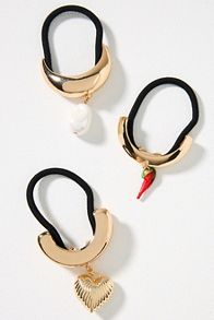 Slide View: 2: Icon Charm Cuff Hair Ties, Set of 3