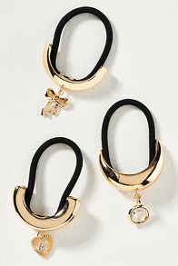 Slide View: 1: Monogram Charm Cuff Hair Ties, Set of 3