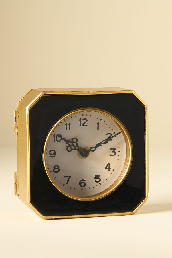 Slide View: 2: Striped Square Metal Clock