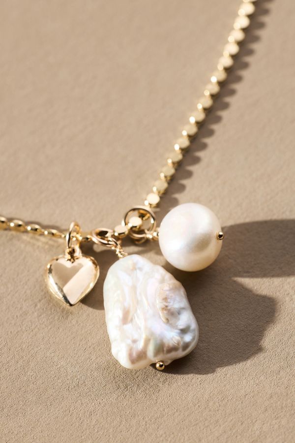 Slide View: 2: Set & Stones Maddy Pearl Charm Necklace