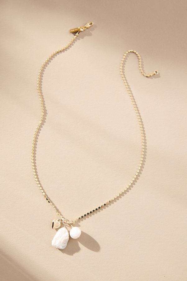 Slide View: 1: Set & Stones Maddy Pearl Charm Necklace