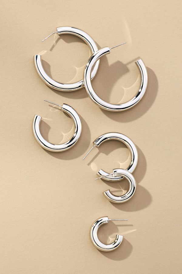 Slide View: 1: Triple Hoop Earrings, Set of 3