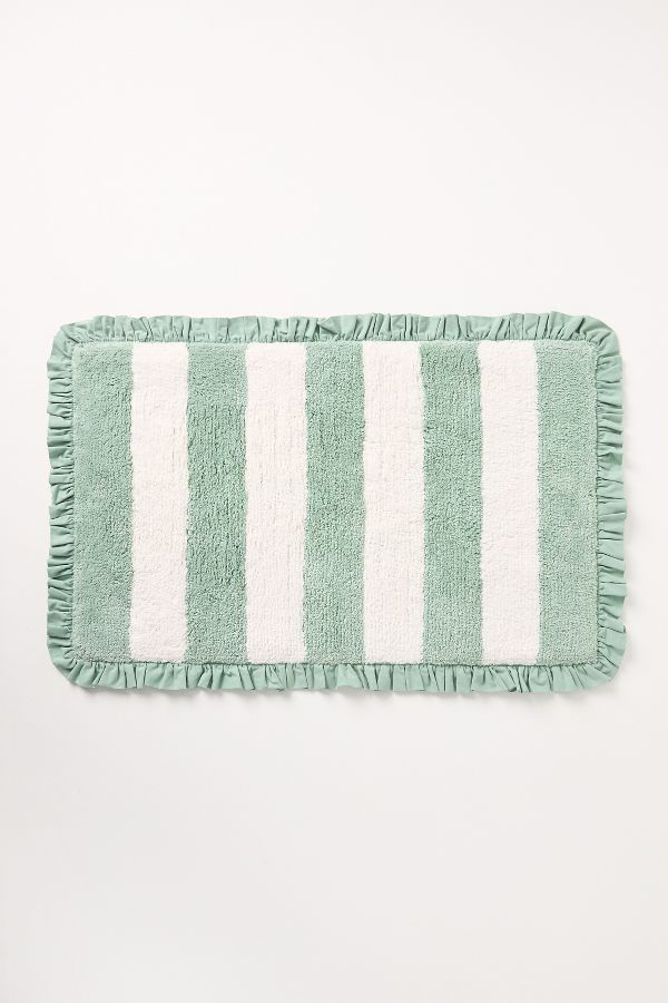 Slide View: 1: Maeve Ruffled Stripe Tufted Bath Mat