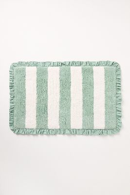 Maeve Ruffled Stripe Tufted Bath Mat