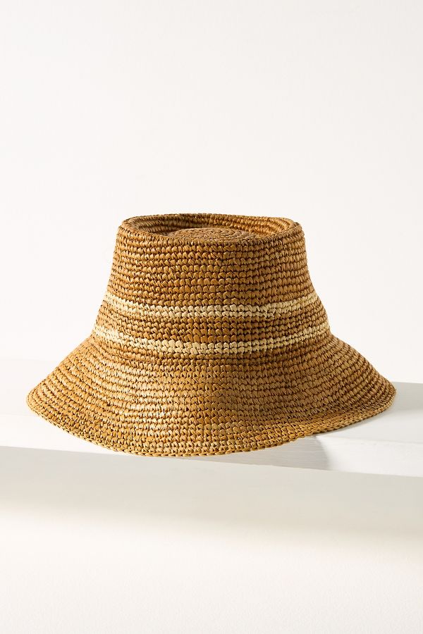 Slide View: 2: Chapeau seau en paille de raphia Wyeth