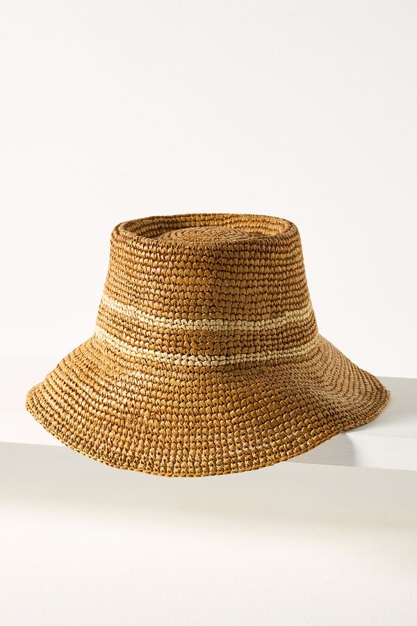 Slide View: 1: Chapeau seau en paille de raphia Wyeth