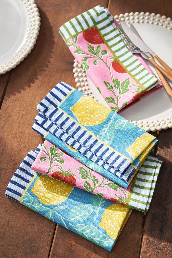 Slide View: 2: Luca Block Print Napkins, Set of 4