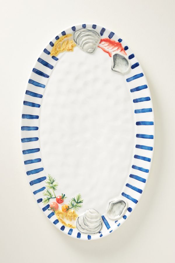 Slide View: 1: Micola Oval Stoneware Serving Platter