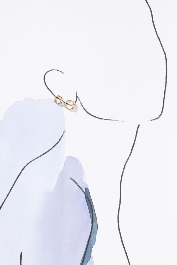 Slide View: 3: Triangle Stone Huggie Hoop Earrings, Set of 2