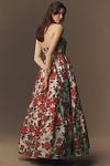 Thumbnail View 2: Mac Duggal Strapless Brocade Floral Ruffle-Hem A-Line Maxi Dress