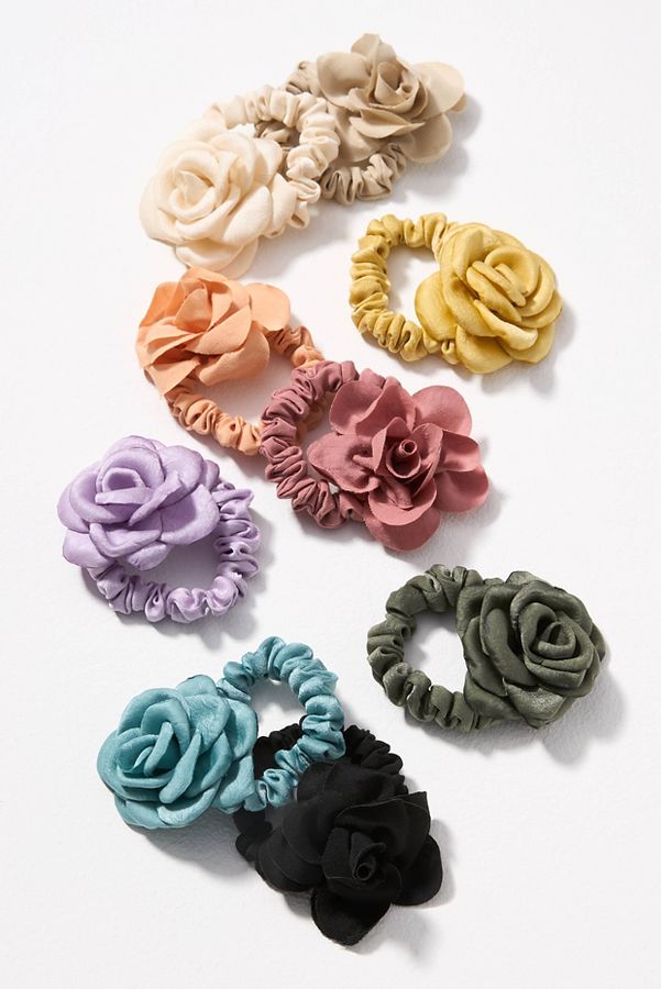 Slide View: 2: Rose Scrunchies, Set of 3