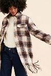 Thumbnail View 1: Avec Les Filles Plaid Fringe Hem Shirt Jacket