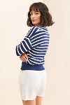 Thumbnail View 2: Flat White Striped Polo Knit Sweater