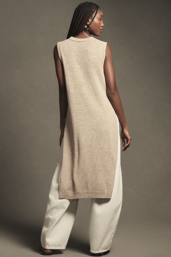 Slide View: 3: Flat White Side-Button Sweater Tank Tunic