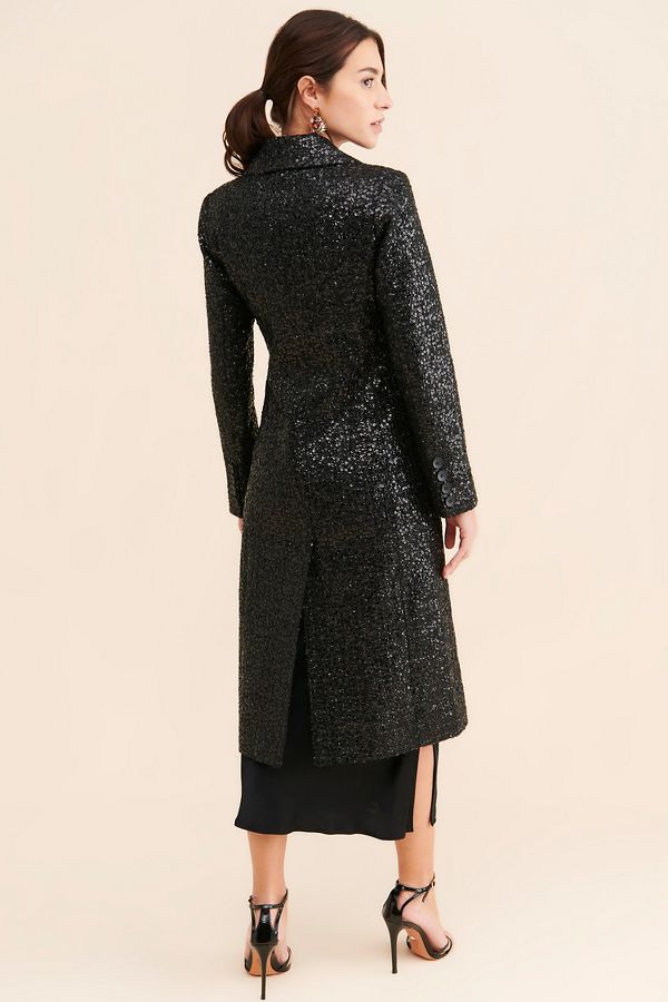 Slide View: 2: Avec Les Filles Sequin Embellished Overcoat