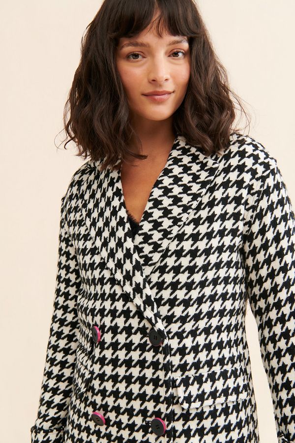 Slide View: 3: NVLT Houndstooth Double-Breasted Overcoat