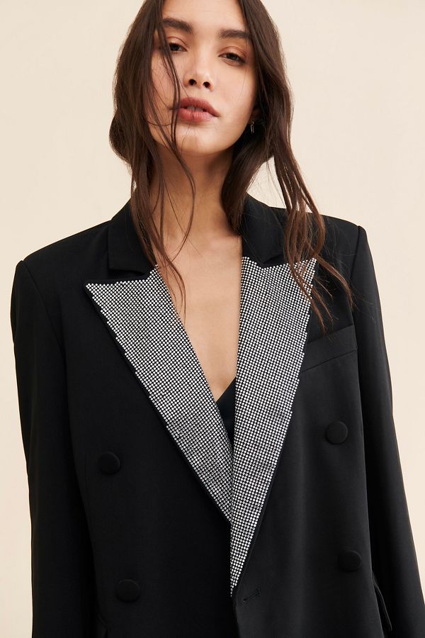 Slide View: 3: Avec Les Filles Rhinestone Tuxedo Blazer