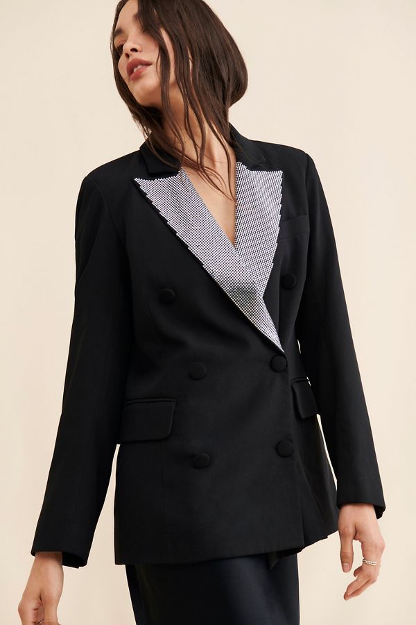 Slide View: 1: Avec Les Filles Rhinestone Tuxedo Blazer