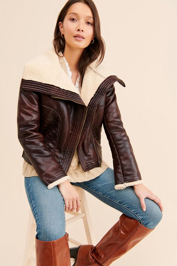 Slide View: 1: Bernardo Chocolate Moto Jacket