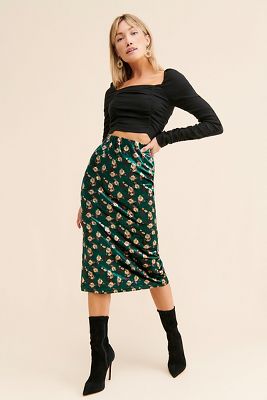 Louche Floral Velvet Skirt