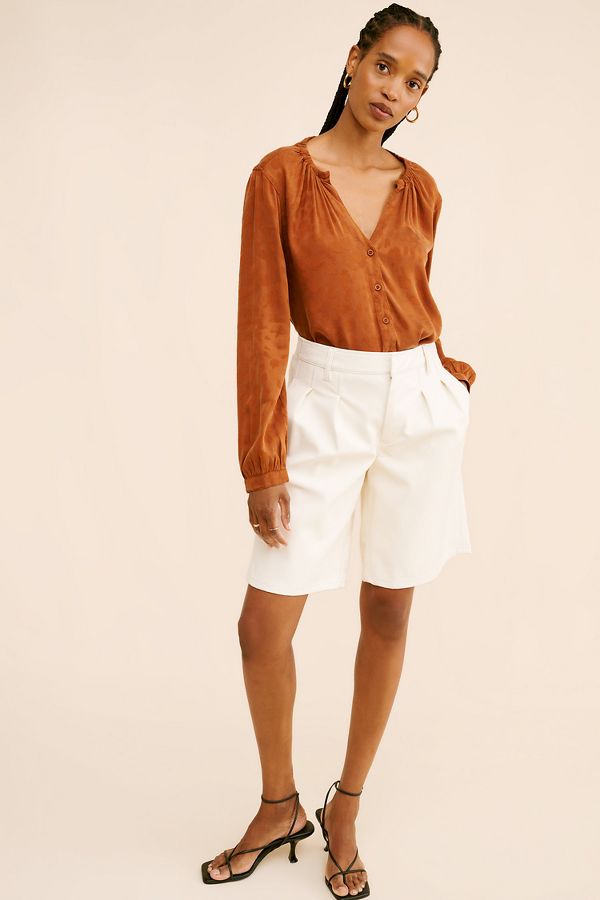 Slide View: 4: Cloth & Stone Long Sleeve Elastic Neck Buttondown Top