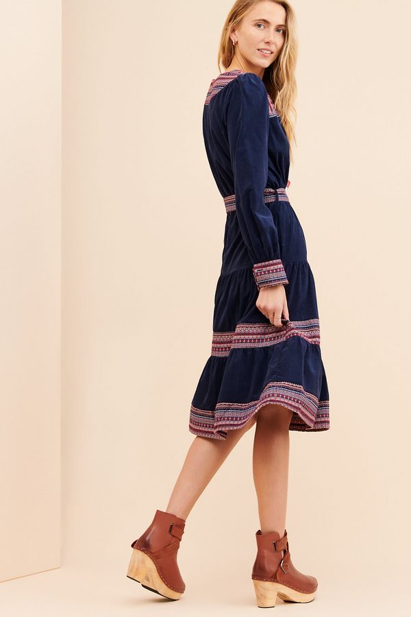 Slide View: 2: Louche Shina Tiered Jacquard Midi Dress